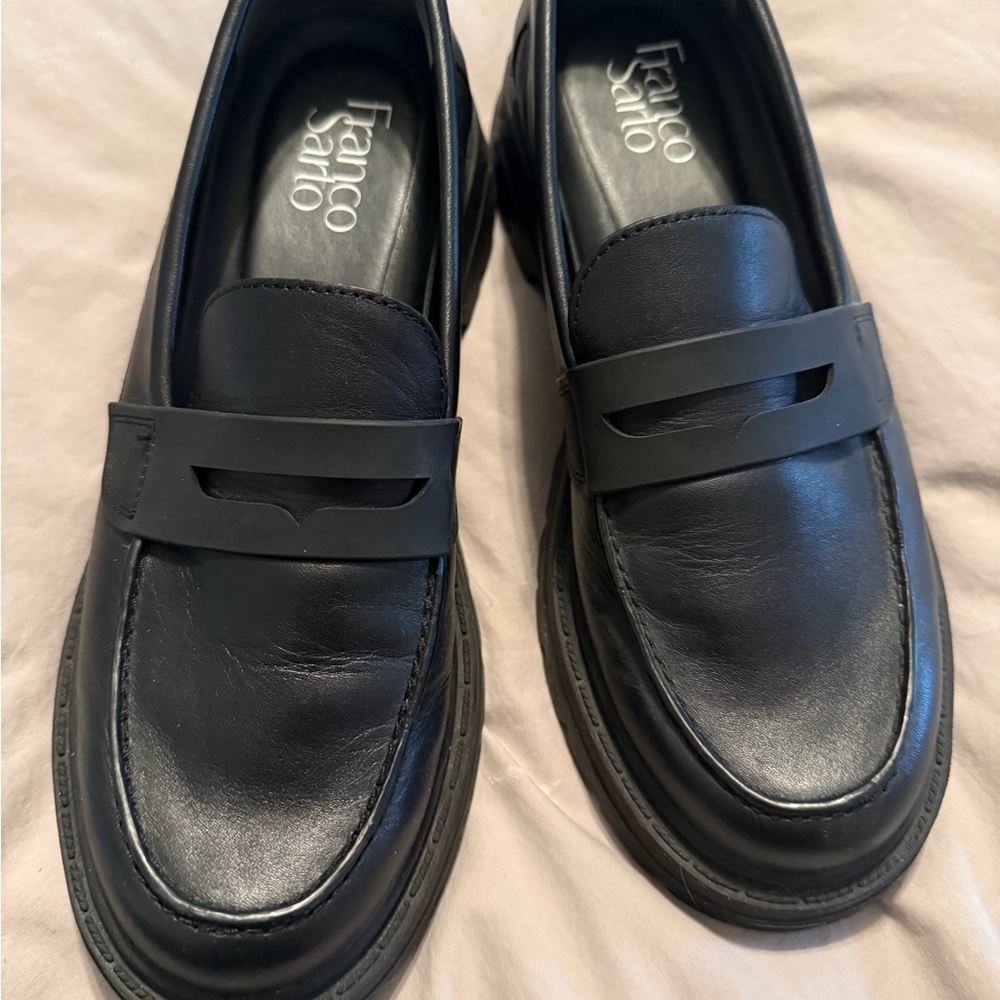 Franco Sarto Reza Classic Black Penny Loafers, sz 7
